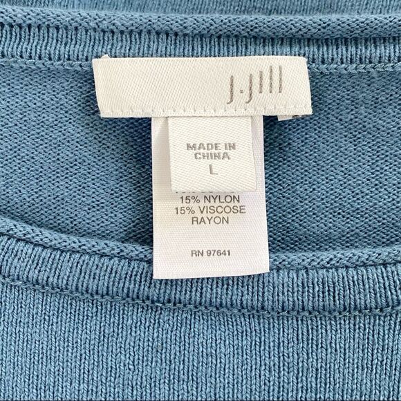 J.Jill French blue snap-side crewneck sweater size large - Picture 5 of 5
